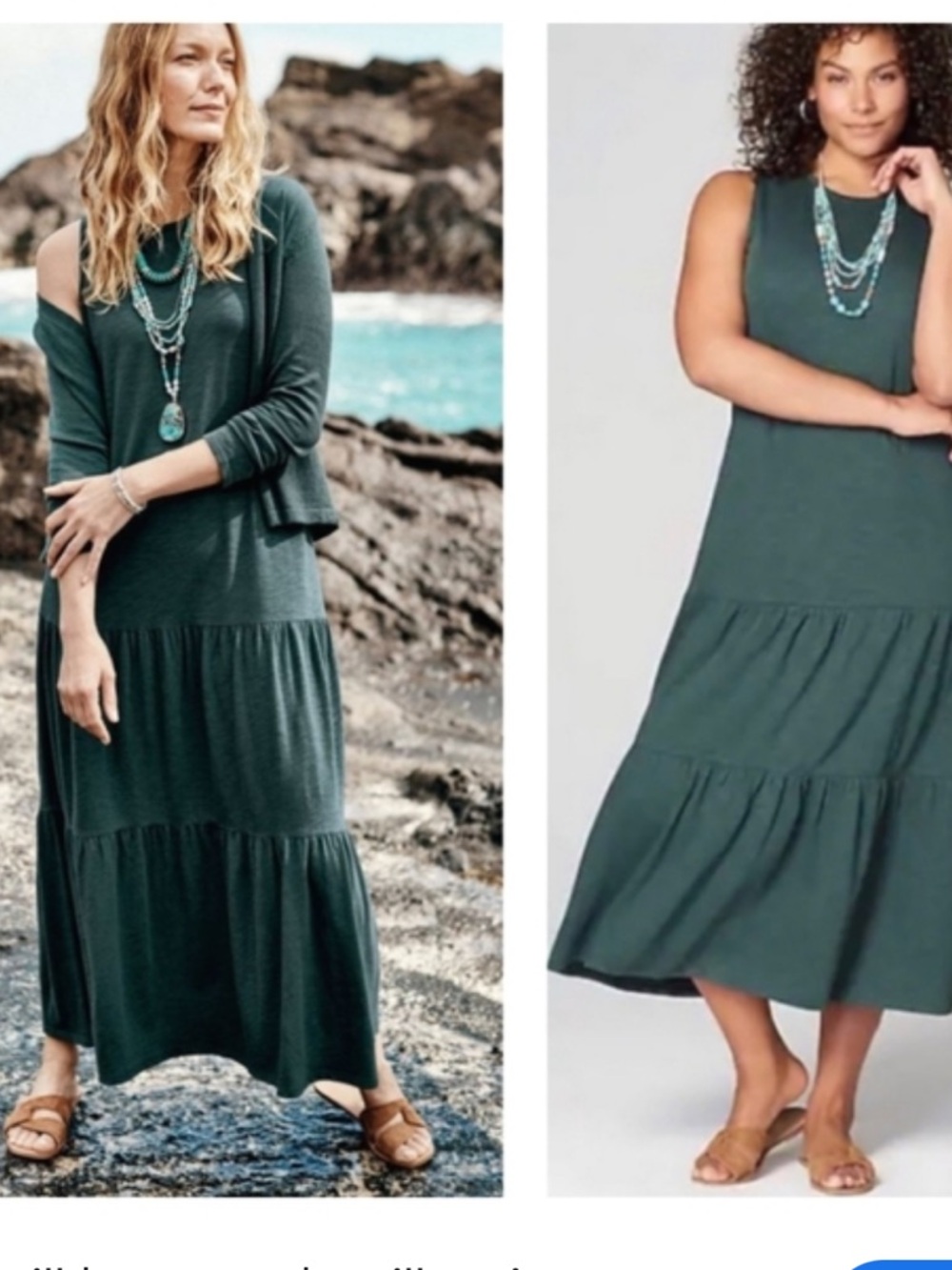 J. Jill | Sleeveless Tiered Maxi Dress in Deep Green | medium